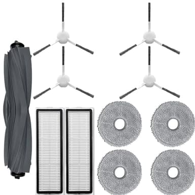 Lot de 11 pièces de rechange pour aspirateurs Dreame L10 Ultra /L10s ultra /L10s pro/ L10s Pro Gen 2/L10 prime - Pièces de rechange comprenant 1 brosse principale, 4 chiffons de serpillère, 2 filtres