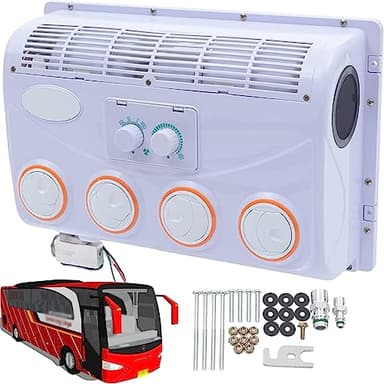 Climatiseur 12V / 24 RV, climatiseur 12 / 24V DC camion RV bus excavateur véhicule agricole voiture de chantier aucune consommation de carburant climatiseur,12V