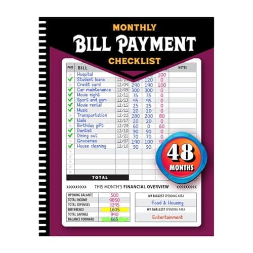 Liste Contrôle Mensuelle Paiement Factures, Carnet Gestion Paiements Factures, Suivi Paiements Factures, Carnet Enregistrement Factures Pour Gestion Argent Familial Et Planificateur Budget Financier