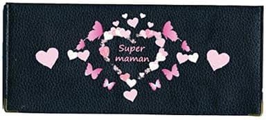 Syl'la Porte chéquier Long Portefeuille Noir en Cuir Porte Carte Motif Super Maman Cadeau Fete des Meres
