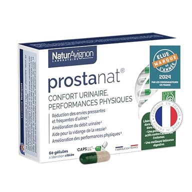 NaturAvignon Prostanat | Complement alimentaire Prostate Confort urinaire homme, Performance physique | Saw Palmetto (palmier nain) graine de courge (huile de pepin de courge) Ginseng Zinc | 60gélules