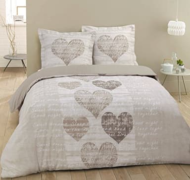 Vision - Alice - Parure de lit - Set de Housse de Couette 240 x 220cm avec 2 taies d'oreiller pour lit 2 Personnes - 100% Coton