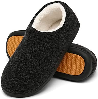 Mishansha Chaussons Homme Hiver Pantoufles Homme Confortable Chaussons Chaude Fourrés Charentaises Polaire Slippers avec Semelle en Caoutchouc Noir,Gr.47
