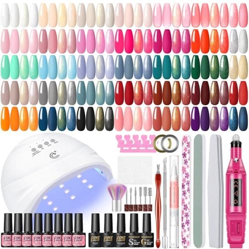 Kit Vernis Semi Permanent Complet PEACECOLOR - 35 Couleurs avec Ponceuse pour Ongles, Lampe UV/LED, Base et Top Coat Kit Ongle Gel UV Complet Nail Art Kit Manucure