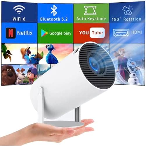 Mini Video projecteur 4K Ntelligent Projector Portable portatif1280*720P Pico Projecteur video120 ANSI/WIFI6/bluetooth5.2