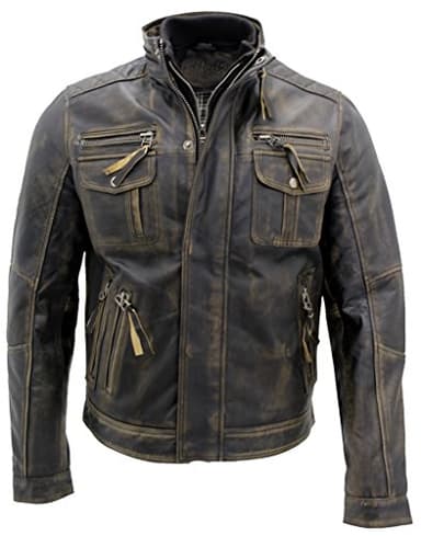 Noir Chaud Vintage Brando Veste Motard en Cuir pour Hommes 2XL