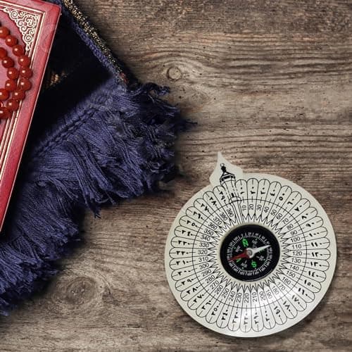 Boussole de prière islamique Qibla avec livret Blanc