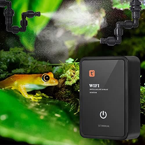 Humidificateur pour Reptiles, Diealles Shine Système de Brumisation Intelligent pour Reptiles avec Arroseur de Brouillard Réglables, Automatique Humidificateur pour Terrarium/Amphibiens/Rainforest