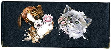 Syl'la Chien Chat Porte Chequier Long en Cuir pour Femme Noir