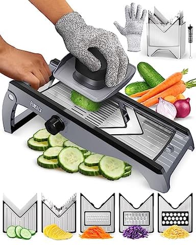 7-en-1 Réglable Acier Inox Mandoline Cuisine Coupe Legume Multifonctions - Mandoline Professionnelle Cuisine - Trancheur de Légumes Manuel - Coupe Legume Carotte Concombre Râpe Fromage