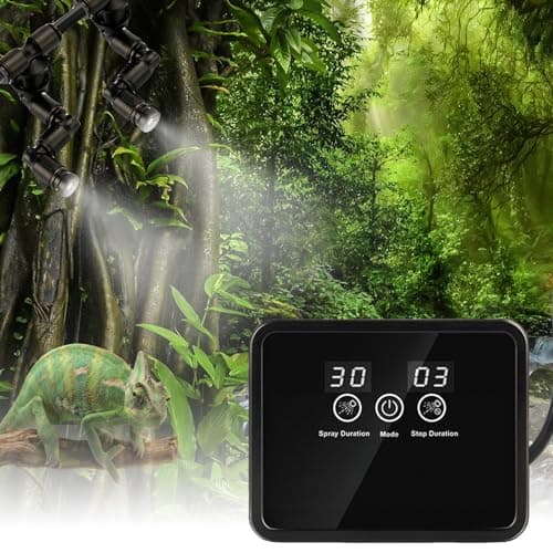Vegena Système Brumisation Humidificateur, Système De Brumisation Terrarium, Humidificateur Reptiles, Humidificateur pour Reptiles avec Minuterie pour Amphibiens Reptiles Plantes Fleurs