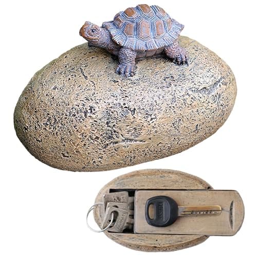 Memeyou Faux Rock Cachette de Clé Décoration Coffre-fort Support pour Extérieur Cour Jardin Extérieur Grande Taille Design Cachette Clé de rechange Boîte de serrure Tortue