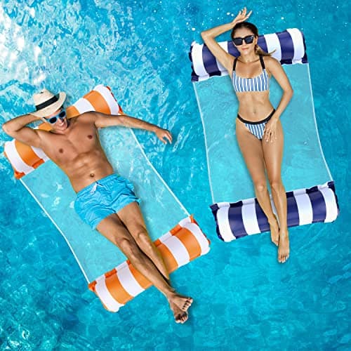 Arbolisse Bouee Piscine Adulte 2 Pièces, 4 in 1 XL Matelas Piscine Gonflable, Hamac Gonflable Piscine, Matelas Filet Piscine, Hamac de Piscine, Bouées et Matelas Gonflables 2 Personnes Piscine