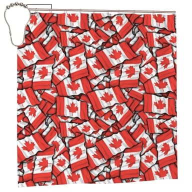 AUGUSTRUSH Rideau de douche imperméable en polyester robuste avec œillets métalliques et ourlet lesté, motif drapeau canadien pour spa, tissu à séchage rapide – 183 x 183 cm