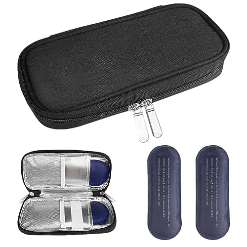 Magrimaxio Pochette Isotherme insuline, Trousse Sac Medicament Voyage, glacière à insuline Portable, Pack d'insuline, étui Refroidisseur diabète, avec 2 Poches Gel, pour Garder médicaments au Froid