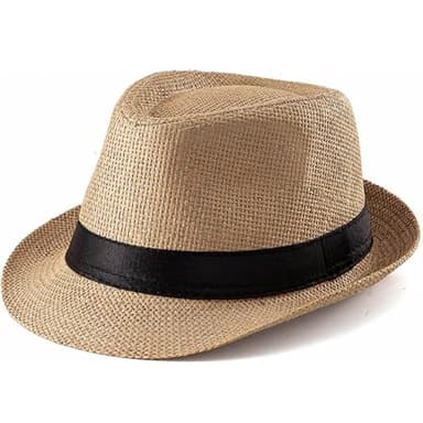 Fedora Chapeau pour hommes, Panama Chapeau pour hommes, protection UV Hat Fedora pour hommes à bord enroulé, hatte de paille de tissage respirant, chapeaux de soleil vintage pour les hommes Cadeau