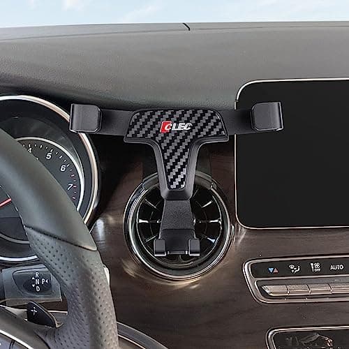 HIGH FLYING Support de téléphone portable pour classe V 2015-2023 - Pour ventilation de voiture - Uniquement pour une utilisation verticale (grain en fibre de carbone)
