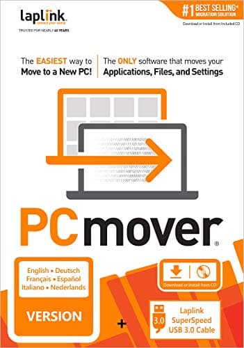 LAPLINK PCmover Professional 11 - Logiciel de Migration, Pour Fichiers, Dossiers & Programmes, Câble USB 3.0 Super Speed 5 Gbps, Automatique, 1x Utilisation [cd_rom]