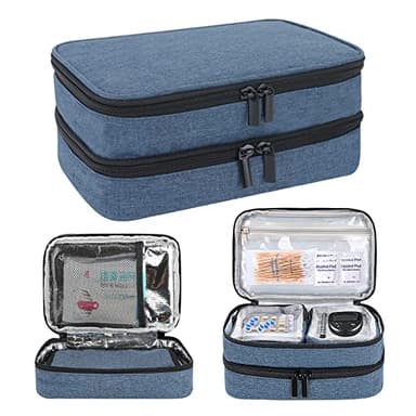 zerotop Pochette Isotherme Insuline, Sac pour Diabétique, Couche Double Pochette de Refroidissement Médical, Sac de Rangement pour Stylos à Insulin, Lecteur de Glycémie et Autres Fournitures