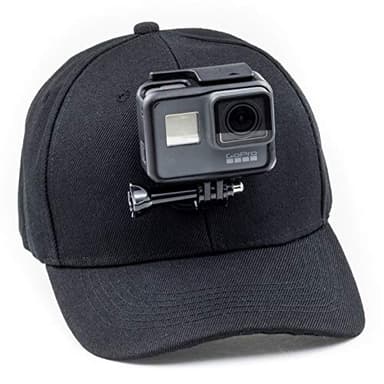 Digicharge Casquette de Baseball avec Support pour caméra d'action, Compatible avec GoPro Hero12 Hero/DJI Osmo Action 3 / Insta360 One/Crosstour Campark Fitfort Apeman Camkong Victure Cam, Noir