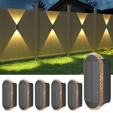 ELLASAY Lampe Solaire Exterieur Applique: Lot De 6 Up and Down LED lumiere Murale Jardin - IP65 Étanche Avec 3000K/4000K/6500K - Éclairage Puissant Pour Clôture Patio Terrasse Cour