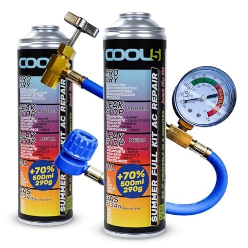 Cool5 Kit complet AC 5 en 1 (2 boîtes 5 en 1 290 g R134a voitures 1995-2016 + tuyau)