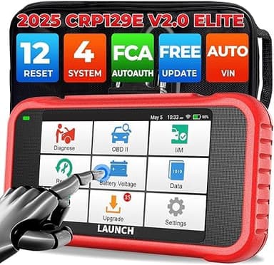 Launch CRP129E V2.0 Valise Diagnostic Auto 4du système Moteur ABS SRS Boîte de Vitesses Diagnostic Voiture,12 Réinitialisation Huile/EPB/SAS/TPMS/BMS/Codage injecteur/ABS/DPF Diagnostic Voiture