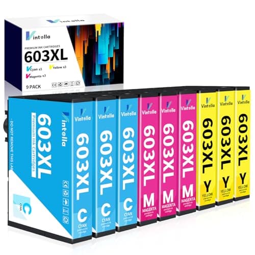 Vintella 603XL Cartouche pour Epson 603 XL Multipack pour Epson Expression Home XP-2100 XP-2105 XP-2150 XP-2155 XP-3100 XP-3150 XP-3155 XP-4100 XP-4150 WF-2810 WF-2820 (3 Cyan, 3 Magenta, 3 Jaune)