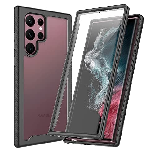 XINNI Coque pour Samsung Galaxy S22 Ultra 5G Antichoc Housse avec Protège écran, 360 Degrés Full Body Etui Solide Double Face Bumper Portable Transparent Housse