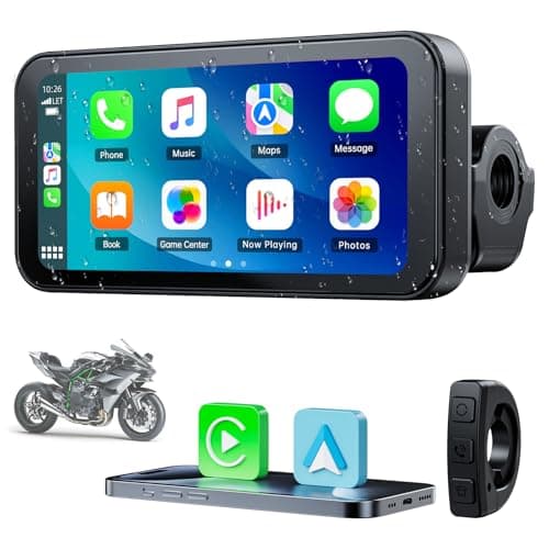 Volam Moto Carplay et Android Auto Navigation GPS Portable sans Fil, écran Tactile étanche IP67 6.25" Prise en Charge Siri/Google Assistant.