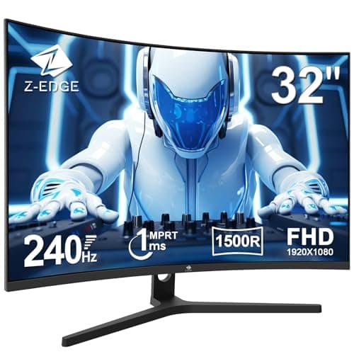 Z-Edge Ecran Pc Gamer Incurvé 32'' 240 Hz, 1ms, FreeSync, 1080P, Moniteur Gaming Lunette Ultra Fine, 1500R VA, Inclinaison Réglable, 2*HDMI2.0 & 2*DP1.4, RGB Lumière Respiratoire (Câble HDMI Inclus)