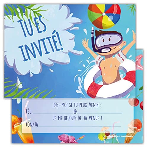 Lot de 12 Cartes d'invitation pour Anniversaire, Partie, fête Cartons d'invitation en Français Motif