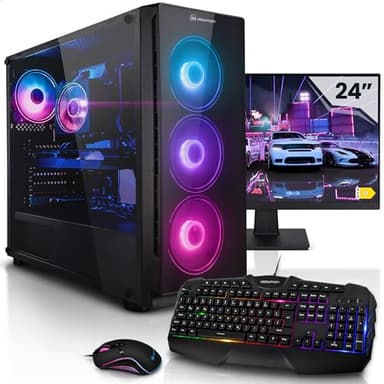 Megaport Super Méga Pack PC Gamer Fixe Complet Intel Core i5-10400F • Ecran LED 24" • GeForce RTX4060 8Go • Windows11 • 16Go DDR4 • 1000Go M.2 SSD • Clavier et Souris Gamer • Ordinateur