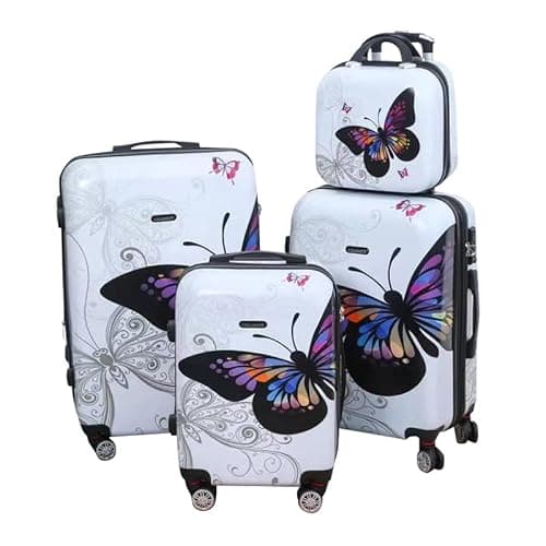 CELIMS - Set Valise + Vanity | Valise Cabine + Moyenne + Grande + Vanity | 55 + 65 +75 cm |Valise en Polycarbonates | 4 roulettes Doubles | Cadenas TSA | Blanc