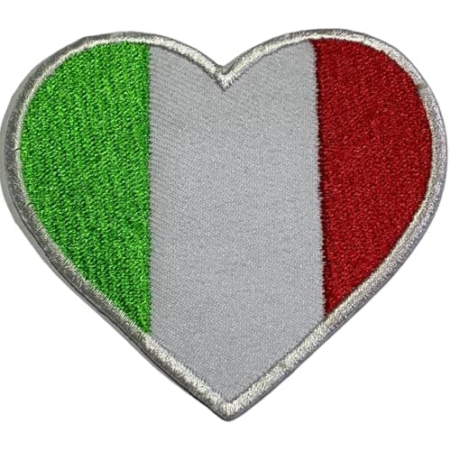 Bebuz Écusson brodé en forme de cœur avec drapeau italien thermocollant ou à coudre