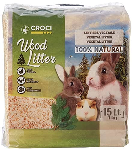 Croci LITIÈRE VÉGÉTALE Wood Litter, litière végétale Naturelle pour rongeurs, Taille 15lt, Poids 1 kg