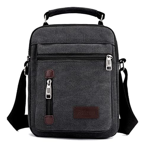 A-QMZL Sac à bandoulière pour homme en toile Messenger Sacs de voyage Sac à bandoulière de grande capacité Sac à main décontracté avec plusieurs poches pour le travail, le shopping, la randonnée
