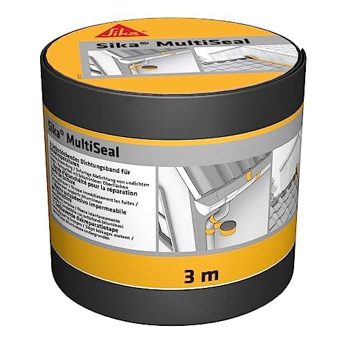 SIKA - Bande d'étanchéité autocollante pour la réparation de toiture/gouttière Multiseal Gris - Multisupports - Résistant aux UV/Déchirure - Pose facile - Peut-être peint - 100mm x 3m