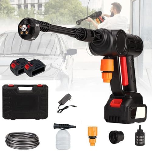 Nettoyeur haute pression portatif à batterie - Nettoyeur haute pression portable avec 2 batteries de 21 V - 30 bar - Nettoyeur haute pression mobile - Pour voiture, pelouse, piscine (noir)