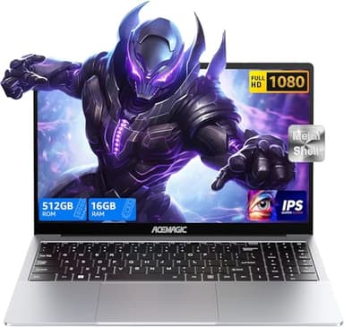 ACEMAGIC Ordinateur Portable 15,6 Pouces 16Go RAM 2666Mhz-3200Mhz DDR4 512Go SSD avec in-tel Twin Lake N150 BT5.0,USB 3,2,Mise à Niveau 2025