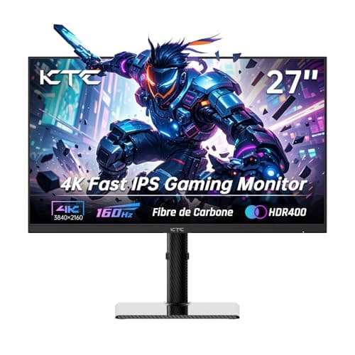 KTC Ecran Gaming 4K 160Hz 144Hz, écran 27 Pouces UHD - Panneau IPS Rapide 1ms, HDR 400, 132% sRGB, Dorsale en Fibre de Carbone, Support réglable, DP1.4 / HDMI 2.1 pour Les Joueurs et Les concepteurs