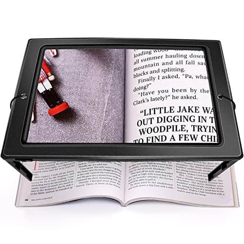 OBOVO Améliorer la Loupe de Lecture 5X avec 50 Lumineuse LED et Support Pliant Mains Libres, Loupe Eclairante pour Les Personnes âgées, Les Livres, Les Bijoux, Le Travail, la Couture, la Mauvaise Vue