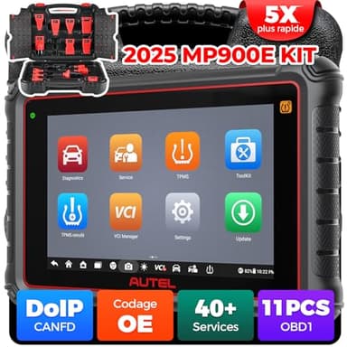 Autel MaxiPRO MP900E KIT Scanner: 2024 Niveau supérieur de MP808S KIT, MP808BT KIT, MP808BT Pro, avec 11 KIT d'Adaptateur Non-OBDII, DoIP Can-FD, 40+ Service, Codage de l'ECU OE, Bidirectionnel Test