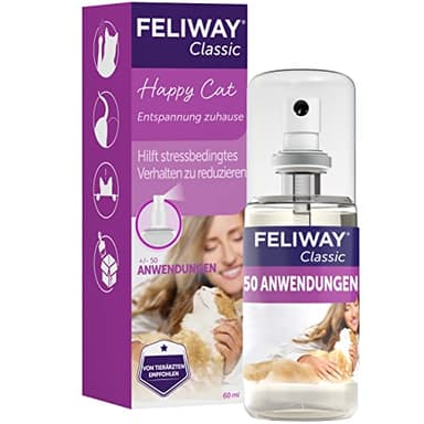 FELIWAY Spray de transport classique pour chats | Voyage & transport sans stress | assure la détente en cas d'utilisation ponctuelle contre les griffures et les marques urinaires | 60 ml