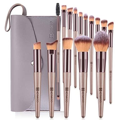 HEYMKGO Pinceau Maquillage 15pcs Set Pinceaux Maquillage Professionnel, Kit Pinceaux Maquillages Champagne Gold Makeup Brushes pour Fond de Teint, Poudre, Fard à Joues, avec Trousse de Maquillage