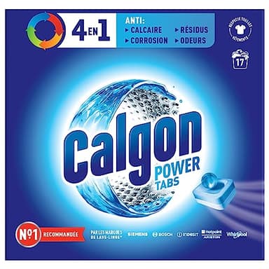 Calgon tablettes 4en1, anticalcaire, anti-corrosion, protège des résidus et odeurs - 17 tablettes