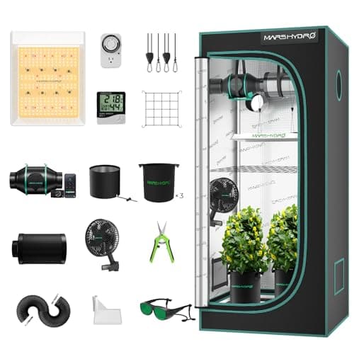 Mars Hydro Kit Culture Indoor TS600 Lampes De Croissance，1680d 60x60x140cm Tente De Culture ，Chambre De Culture Kit Complet ，Spectre Complet UV IR avec Kit De Filtre pour Ventilateur en Ligne 4‘’