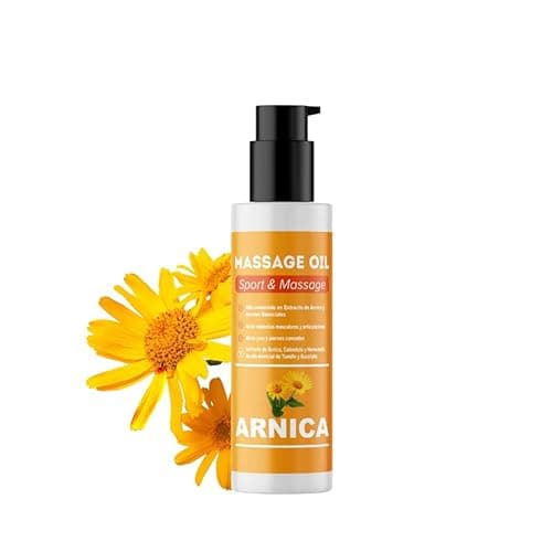QKnatur - Huile d'Arnica - Huile de massage aux extraits d'Arnica, Calendula et Hamamélis - Récupération musculaire - Effet relaxant pour douleurs musculaires, dos, épaules, pieds, genoux (100 ml)
