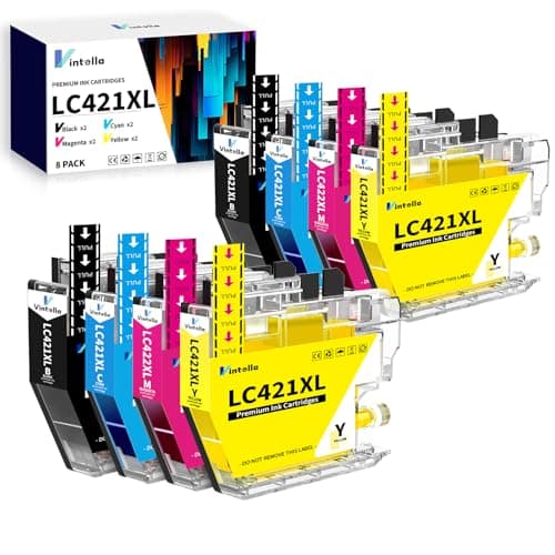 Vintella LC421XL Cartouche d'encre Compatible pour Cartouche Brother LC421 LC421XL LC-421XL LC-421XLVAL Pack pour Brother DCP-J1050DW DCP-J1140DW MFC-J1010DW (Paquet de 8)