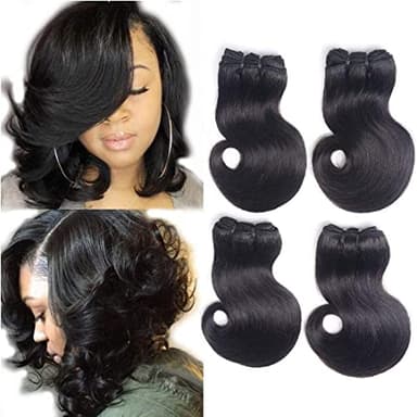 Tissage bresilien en lot cheveux humain Ondulé (10 10 10 10 pouces) meches bresilienne Body wave Tissage cheveux naturels brésilien Ondulé Cheveux humain naturelles 50g/pc(Total 200g)